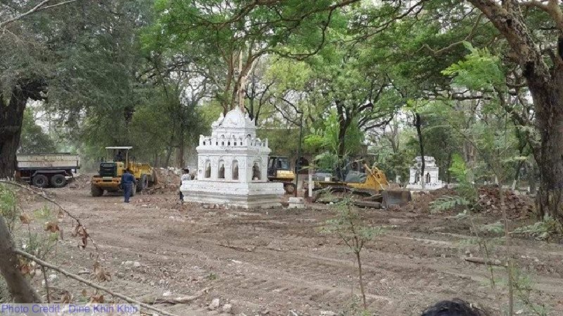 The Historic Lin Zin Gone Myanmar Muslim Cemetery and Mosque were demolished by using Bulldozers