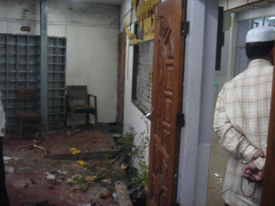 A Mosque Damaged by unknown group in Yangon