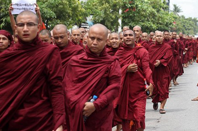 The protest is the latest indication of deep rooted sentiment against the Rohingya population in Myanmar [AFP]