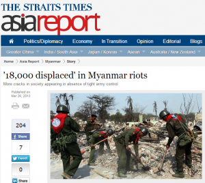 '18,000 displaced' in Myanmar riots