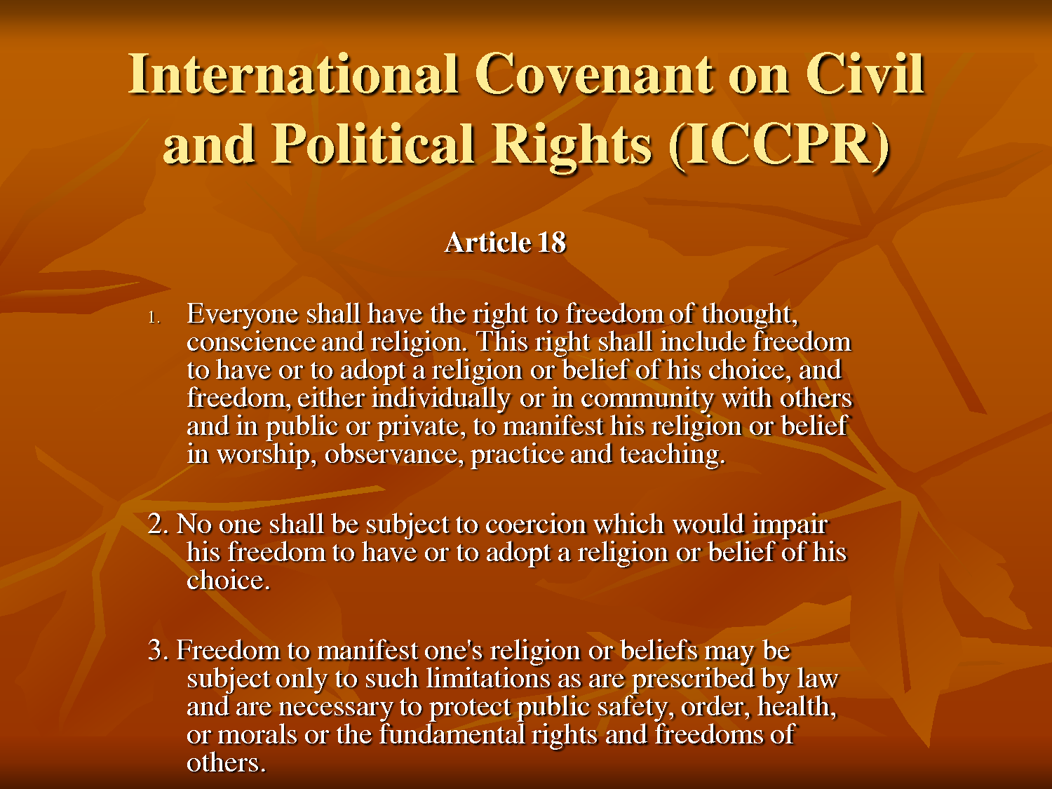 International Convenant on Civil and Political Rights