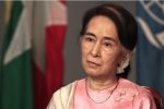 Myanmar's government says Air Force helicopters opened fire on attackers in troubled Rakhine State Sunday after two soldiers were killed in clashes with men armed with guns, knives and spears.