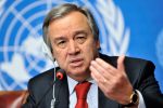 Antonio Guterres, United Nations High Commissioner for Refugees speaks during a press conference at the Launch of the Regional Flash Appeal Following recent events in Libyan Arab Jamahiri