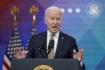 President Joe Biden speaks about additional security assistance that his administration will provide to Ukraine in the South Court Auditorium on the White House campus in Washington, Wednesday, March 16, 2022. (AP Photo/Patrick Semansky)